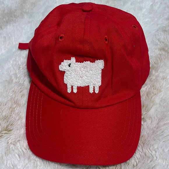 Warm & Wonderful Sheep Twill Baseball Cap in Red